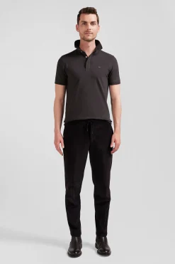 Modern brown elastic waist corduroy trousers