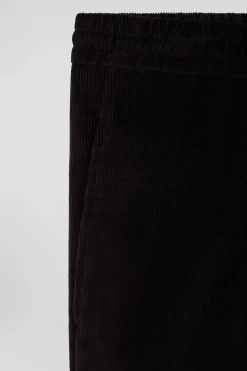 Modern brown elastic waist corduroy trousers