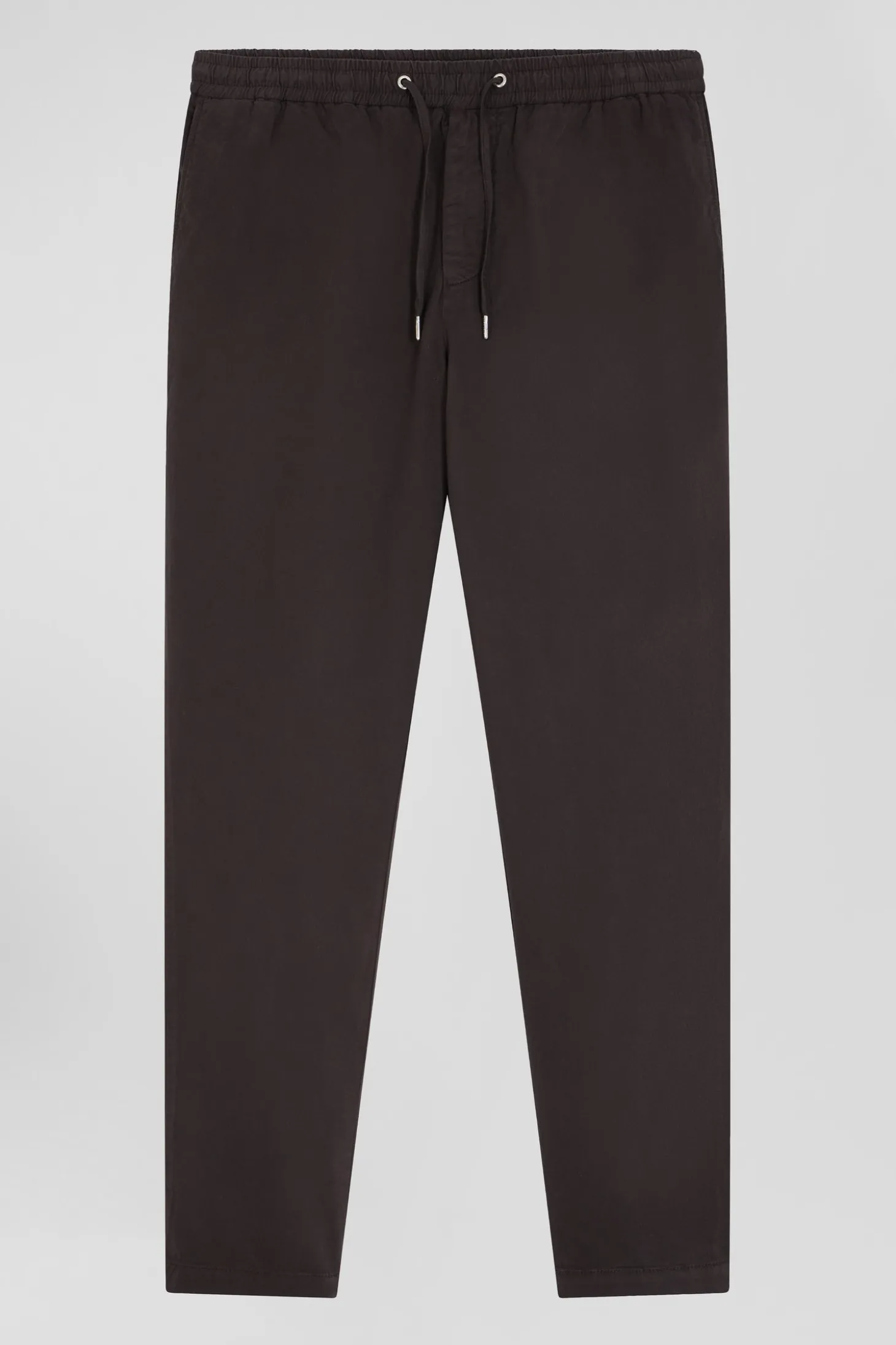Modern brown stretch cotton elastic waist trousers