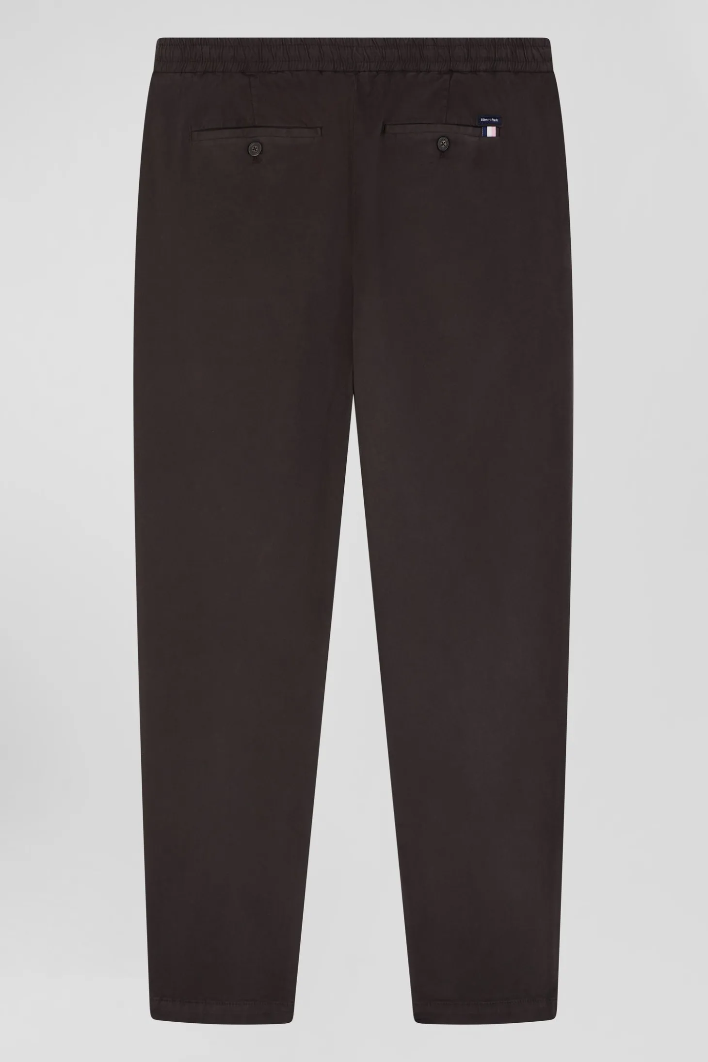 Modern brown stretch cotton elastic waist trousers