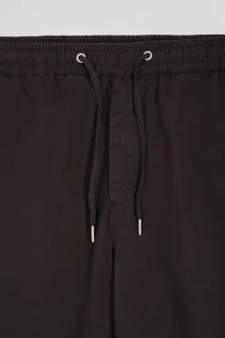 Modern brown stretch cotton elastic waist trousers