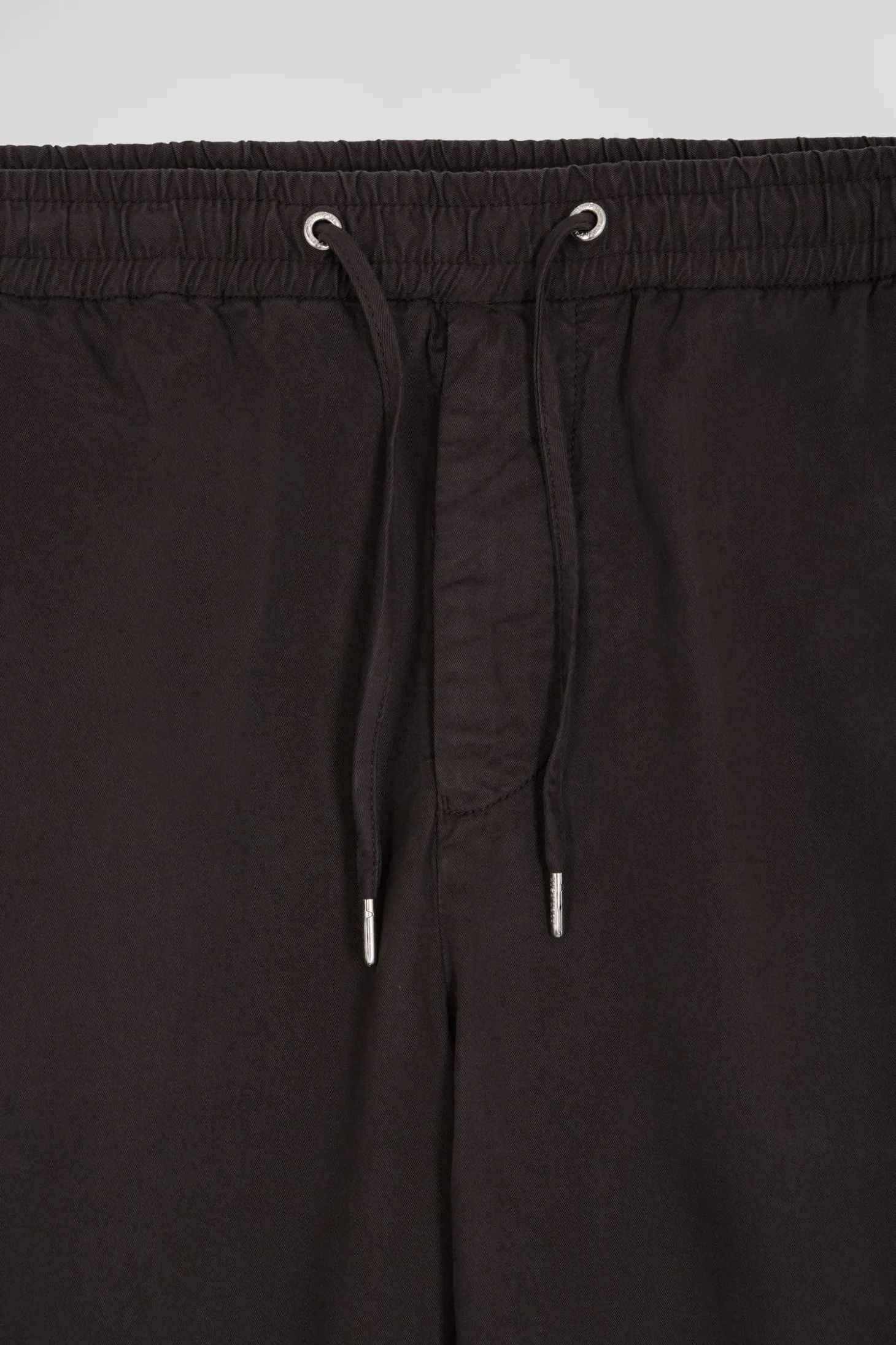 Modern brown stretch cotton elastic waist trousers