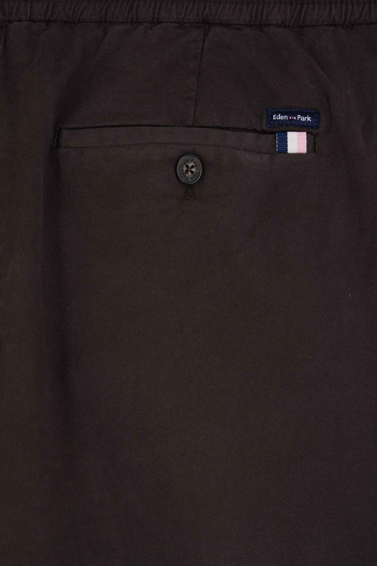 Modern brown stretch cotton elastic waist trousers