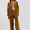 Modern camel checked corduroy trousers