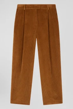 Modern camel checked corduroy trousers