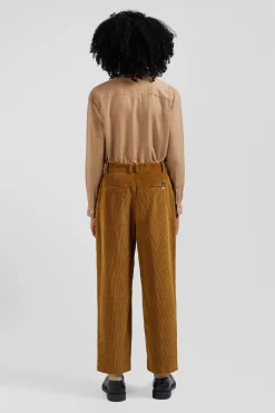 Modern camel checked corduroy trousers