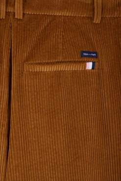 Modern camel checked corduroy trousers