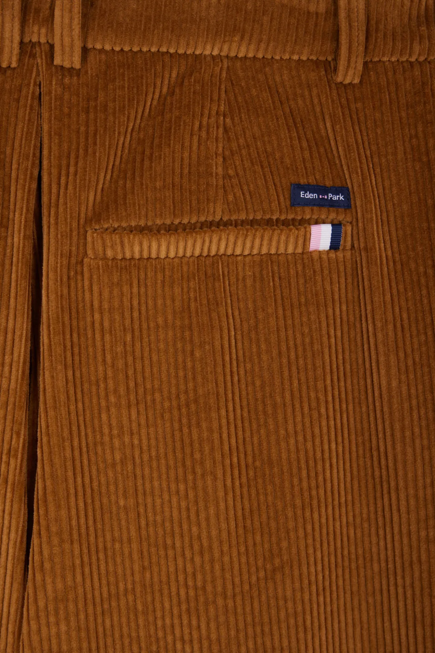 Modern camel checked corduroy trousers