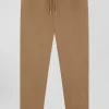 Modern camel stretch cotton elastic waist trousers