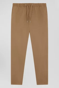 Modern camel stretch cotton elastic waist trousers