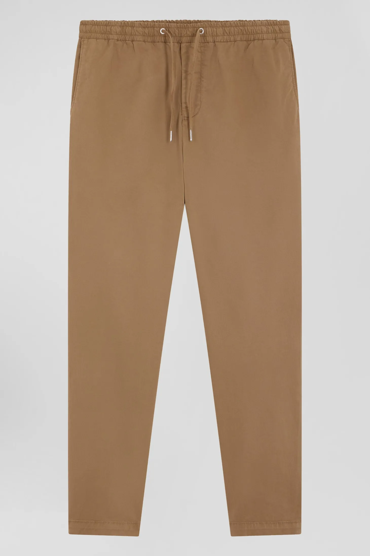 Modern camel stretch cotton elastic waist trousers
