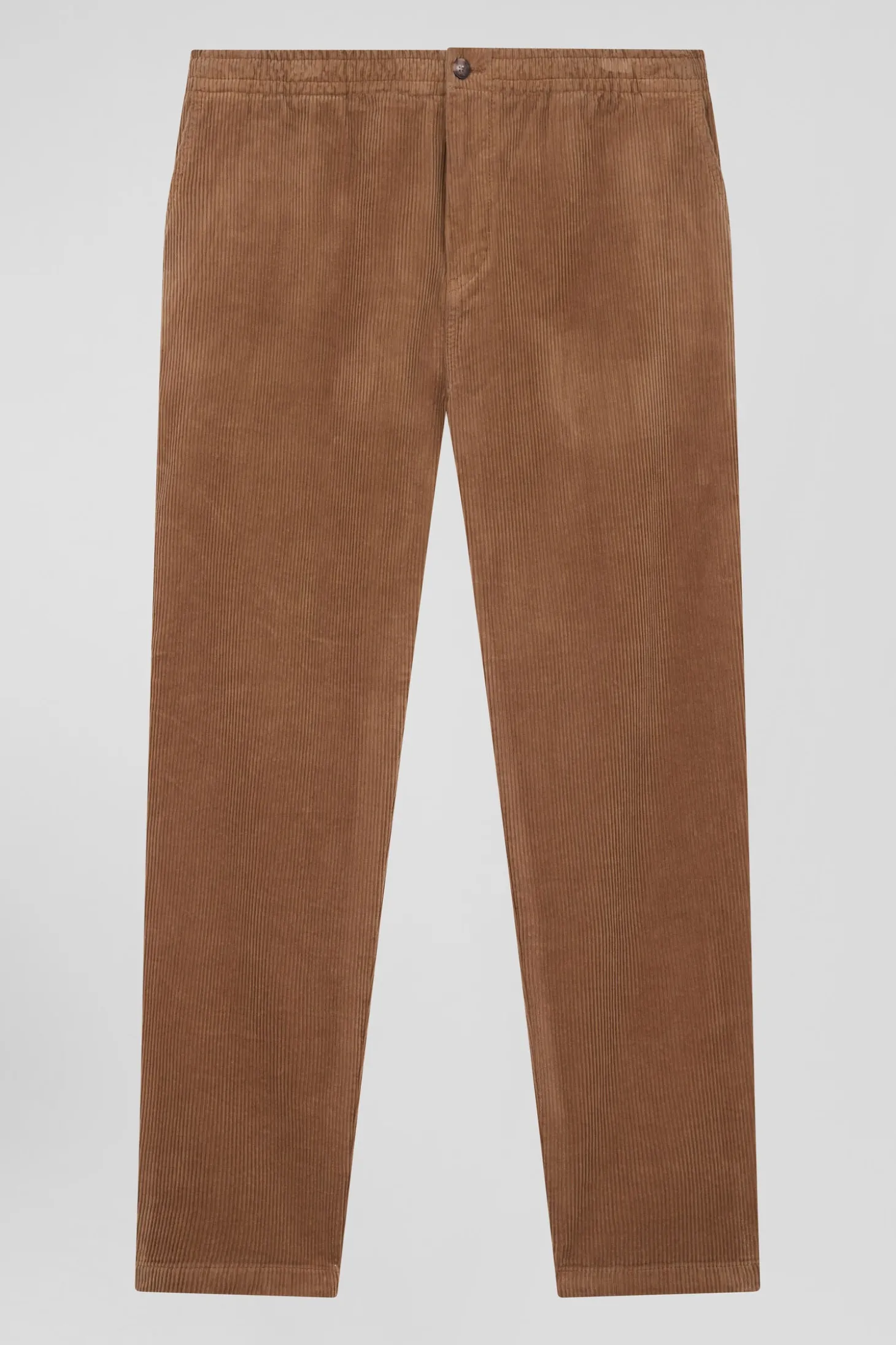 Modern camel stretch cotton elastic waist trousers