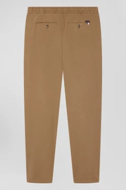 Modern camel stretch cotton elastic waist trousers