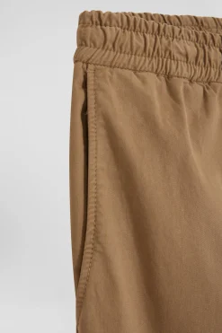 Modern camel stretch cotton elastic waist trousers