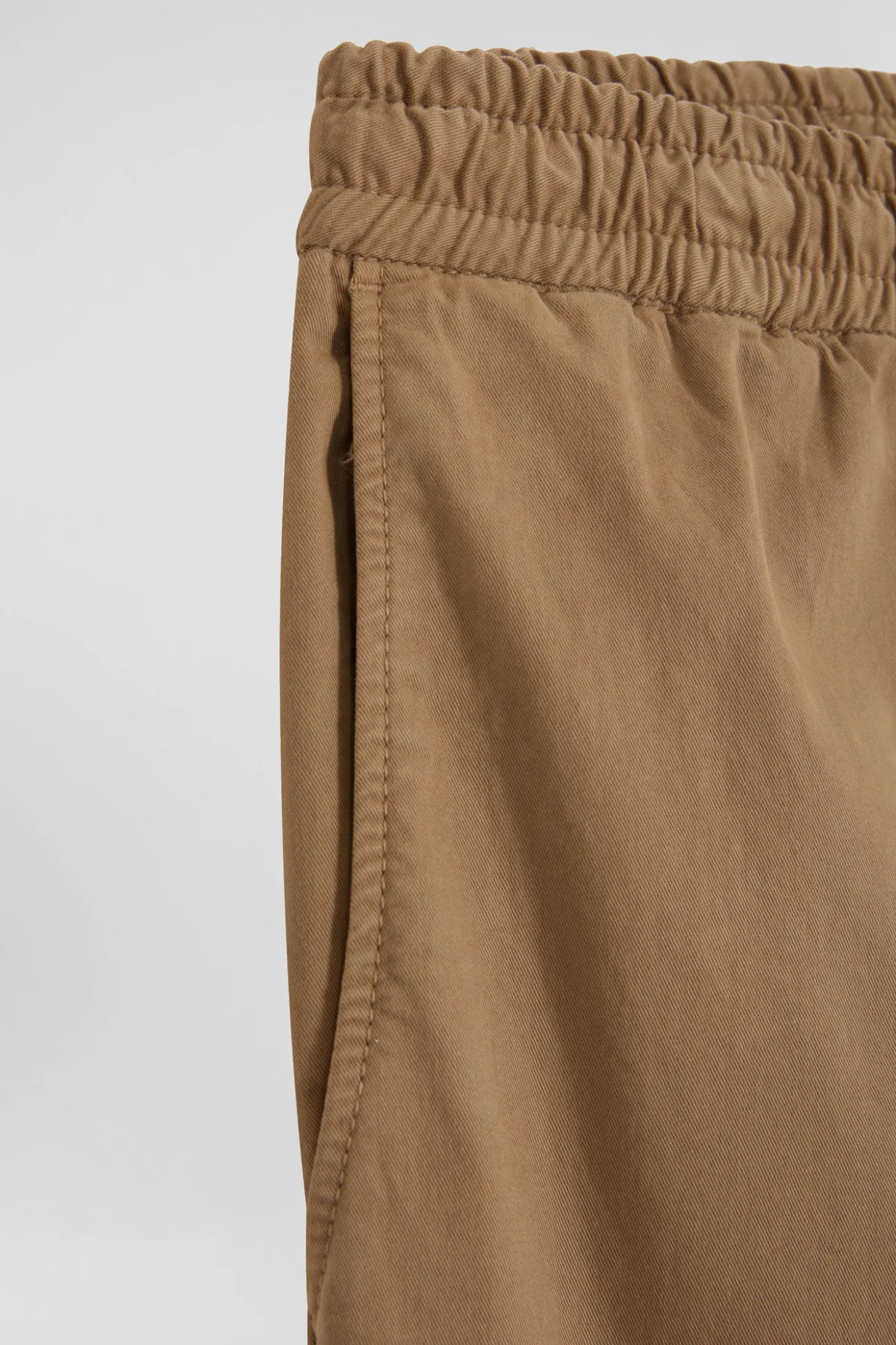 Modern camel stretch cotton elastic waist trousers