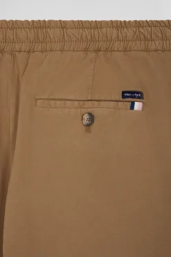 Modern camel stretch cotton elastic waist trousers
