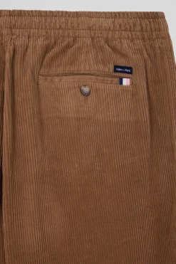Modern camel stretch cotton elastic waist trousers