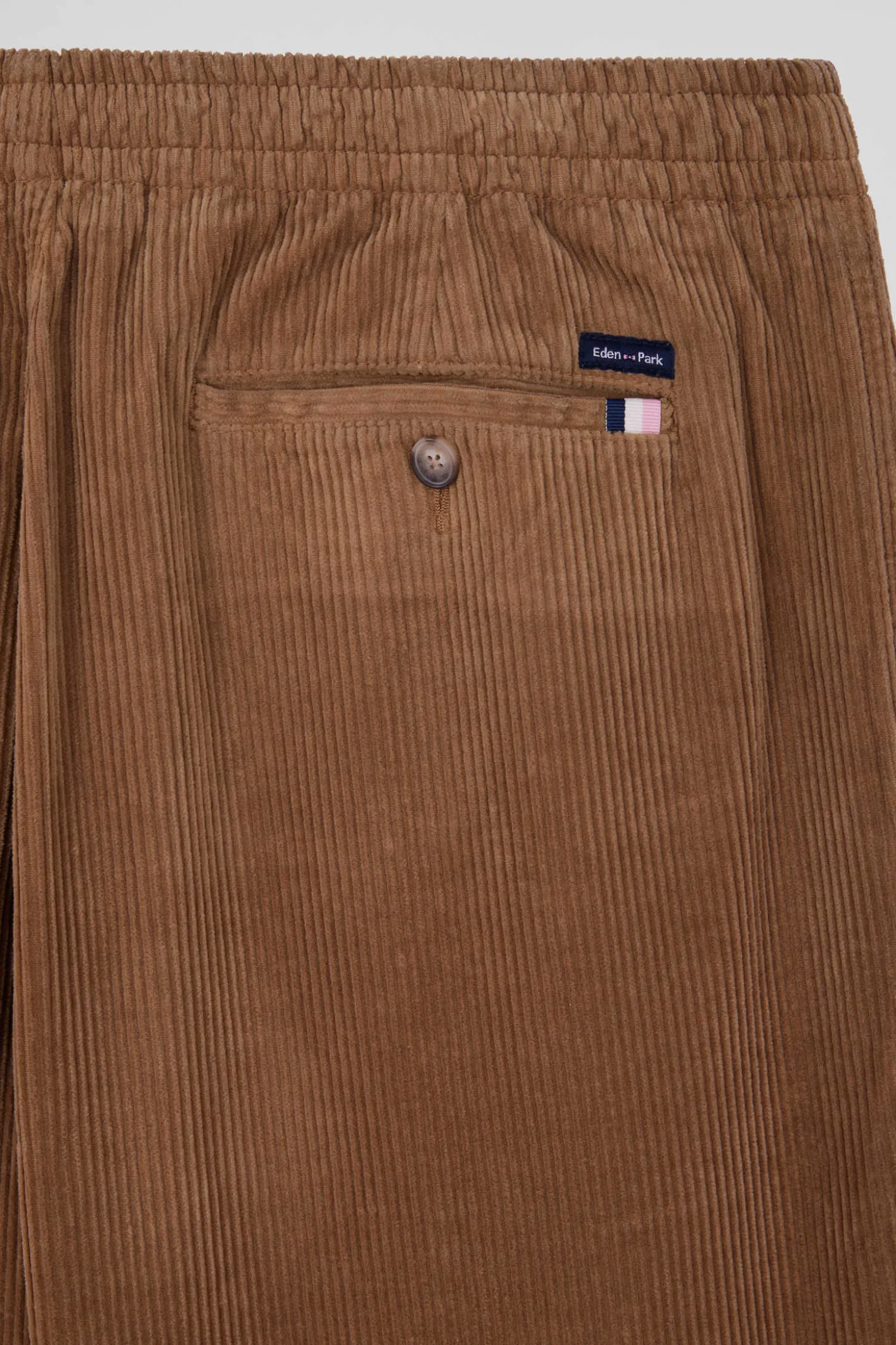 Modern camel stretch cotton elastic waist trousers