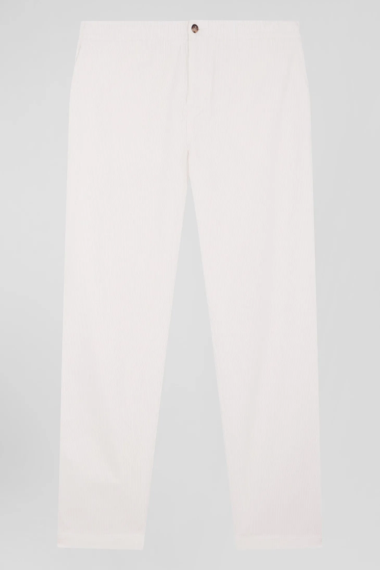 Modern ecru stretch cotton elastic waist trousers