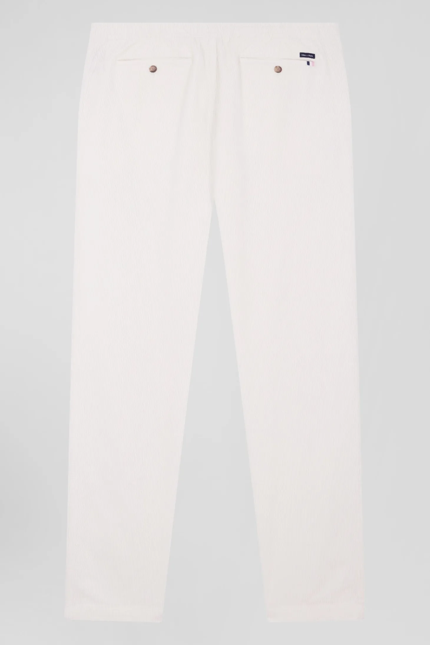 Modern ecru stretch cotton elastic waist trousers