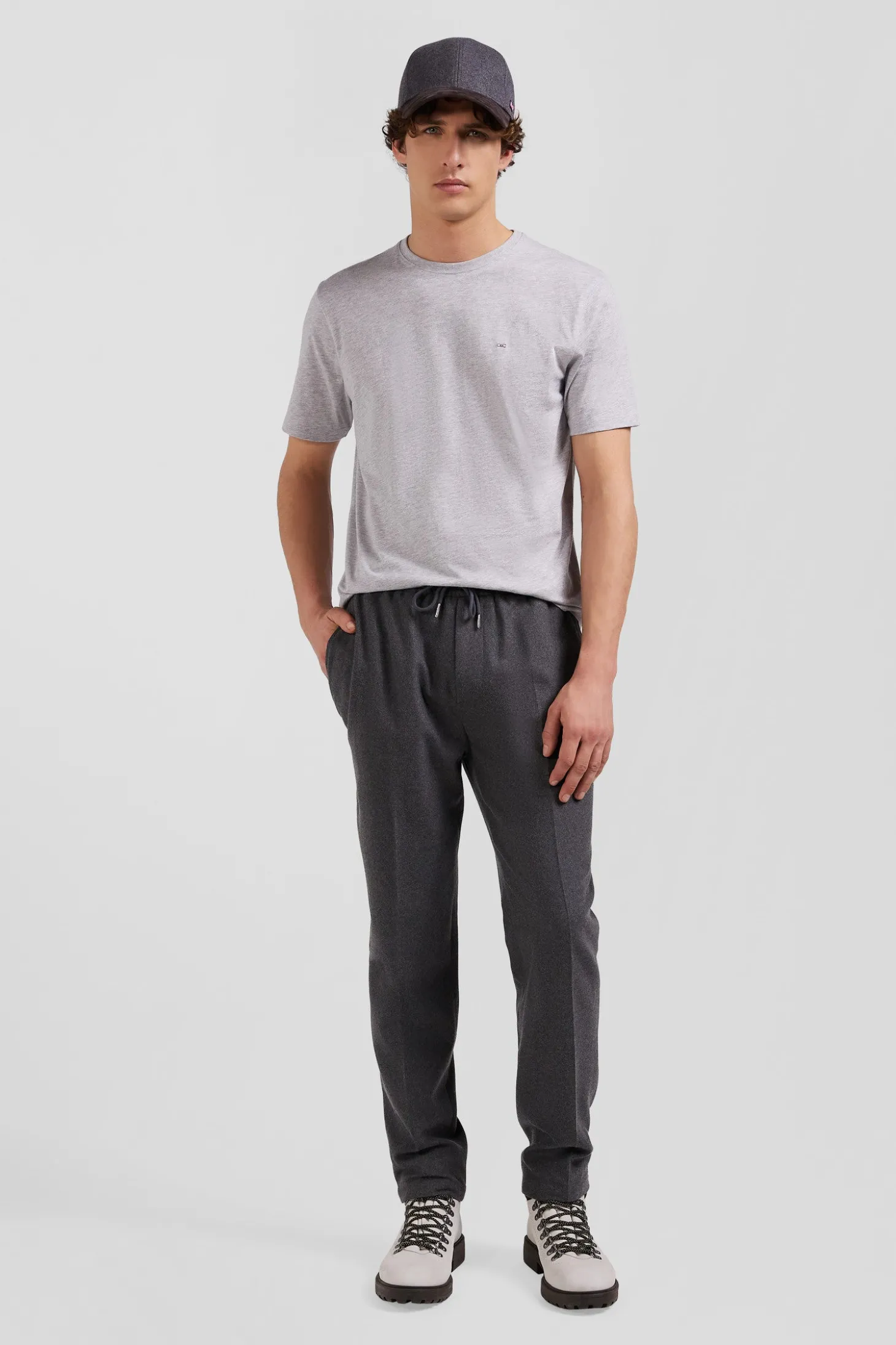 Modern grey elastic waist trousers