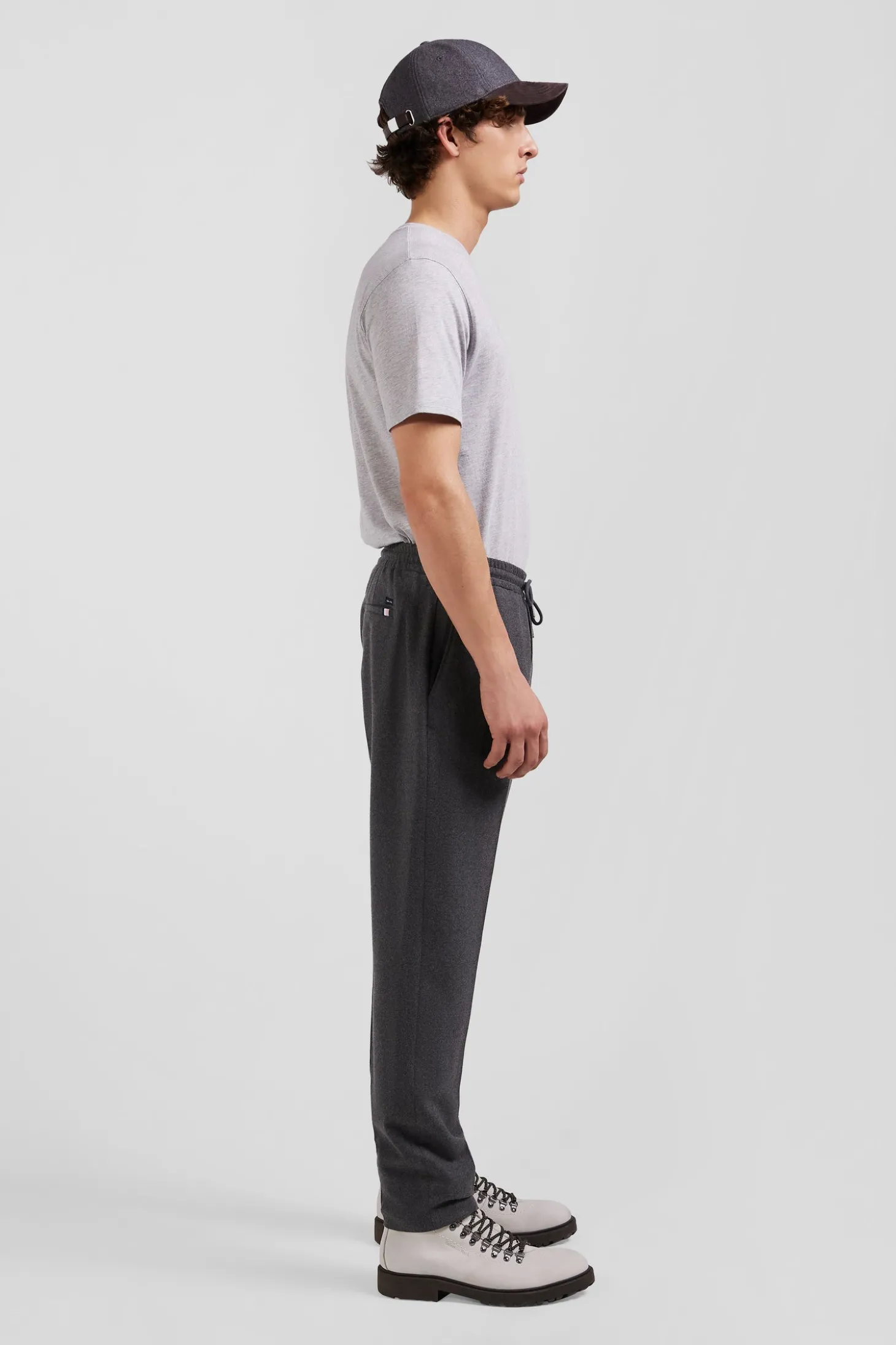 Modern grey elastic waist trousers