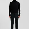 Modern khaki stretch wool elastic waist trousers