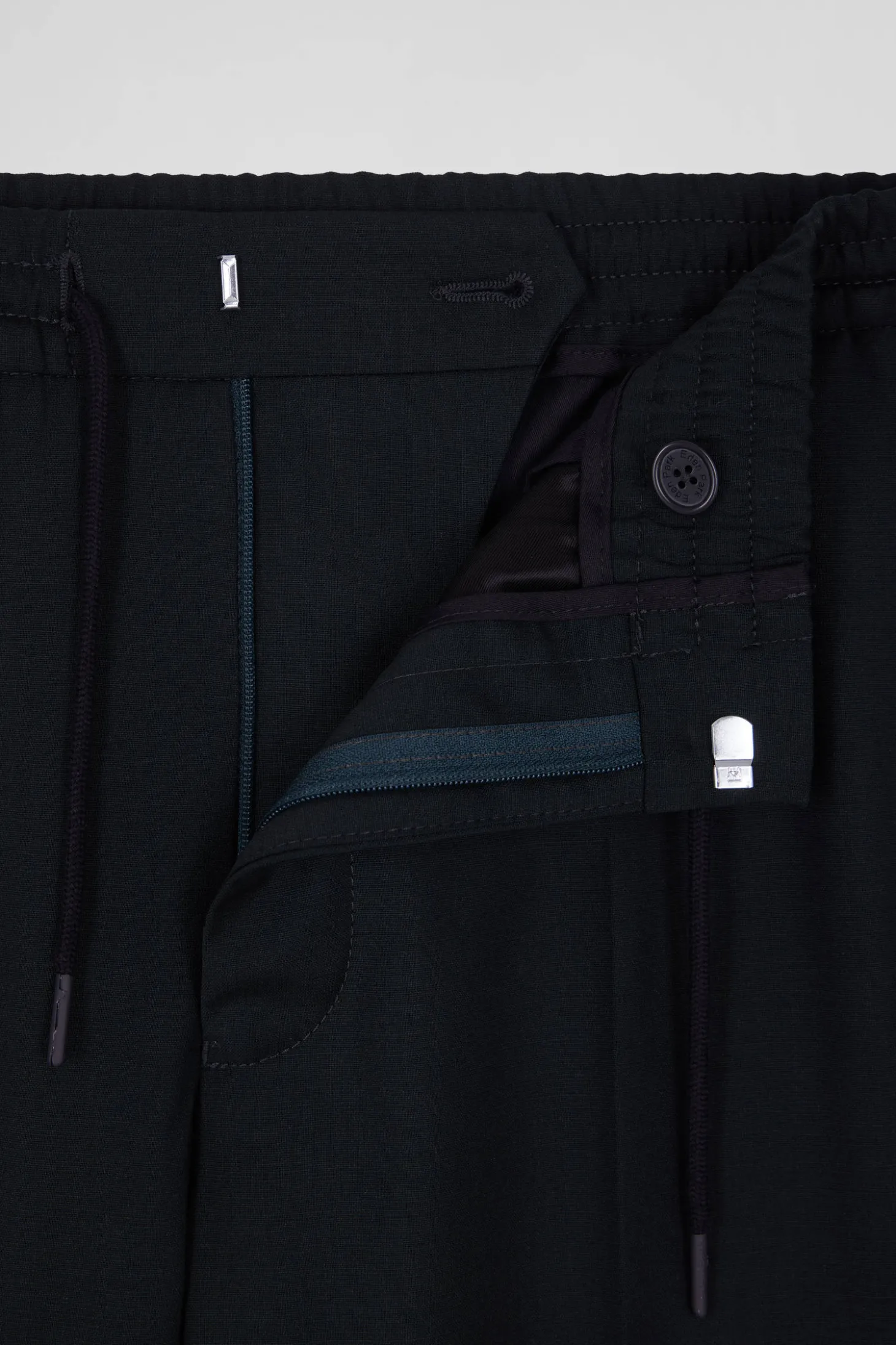 Modern khaki stretch wool elastic waist trousers
