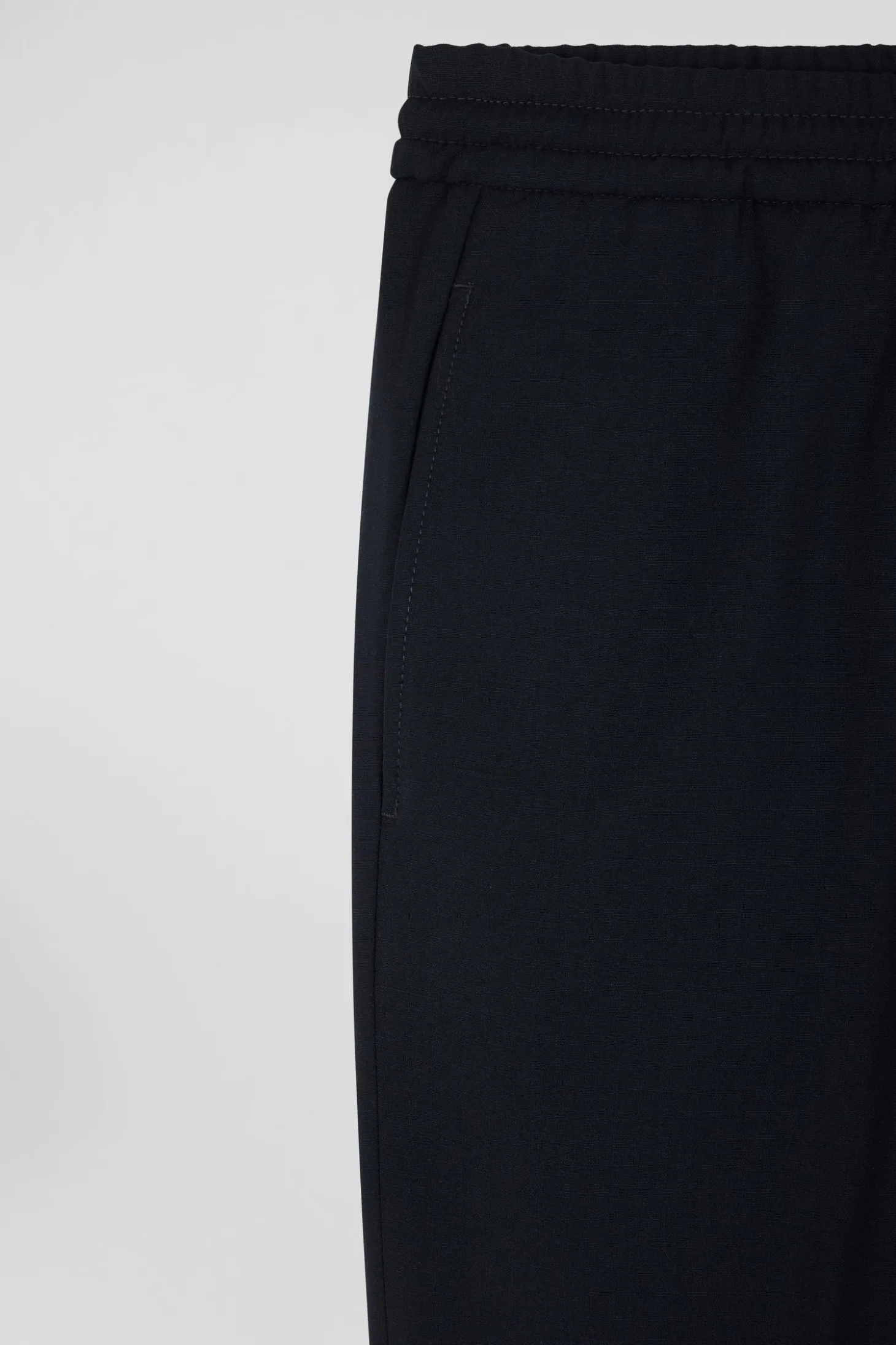 Modern khaki stretch wool elastic waist trousers
