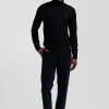 Modern navy blue elastic waist corduroy trousers