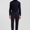 Modern navy blue elastic waist trousers