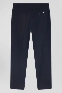 Modern navy blue elastic waist trousers
