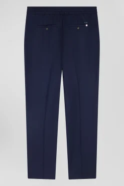 Modern navy blue elastic waist trousers