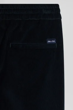 Modern navy blue elastic waist corduroy trousers