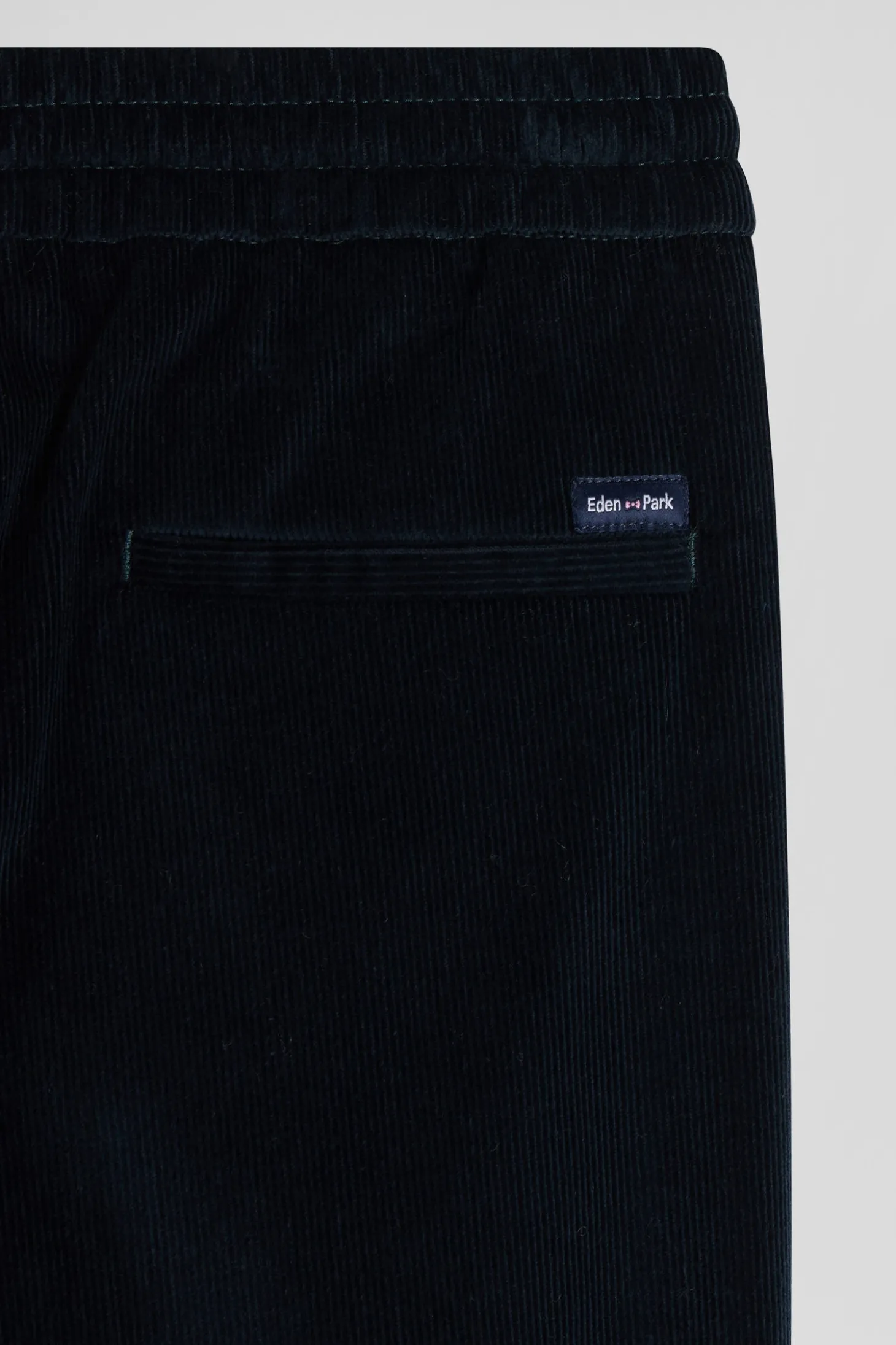 Modern navy blue elastic waist corduroy trousers