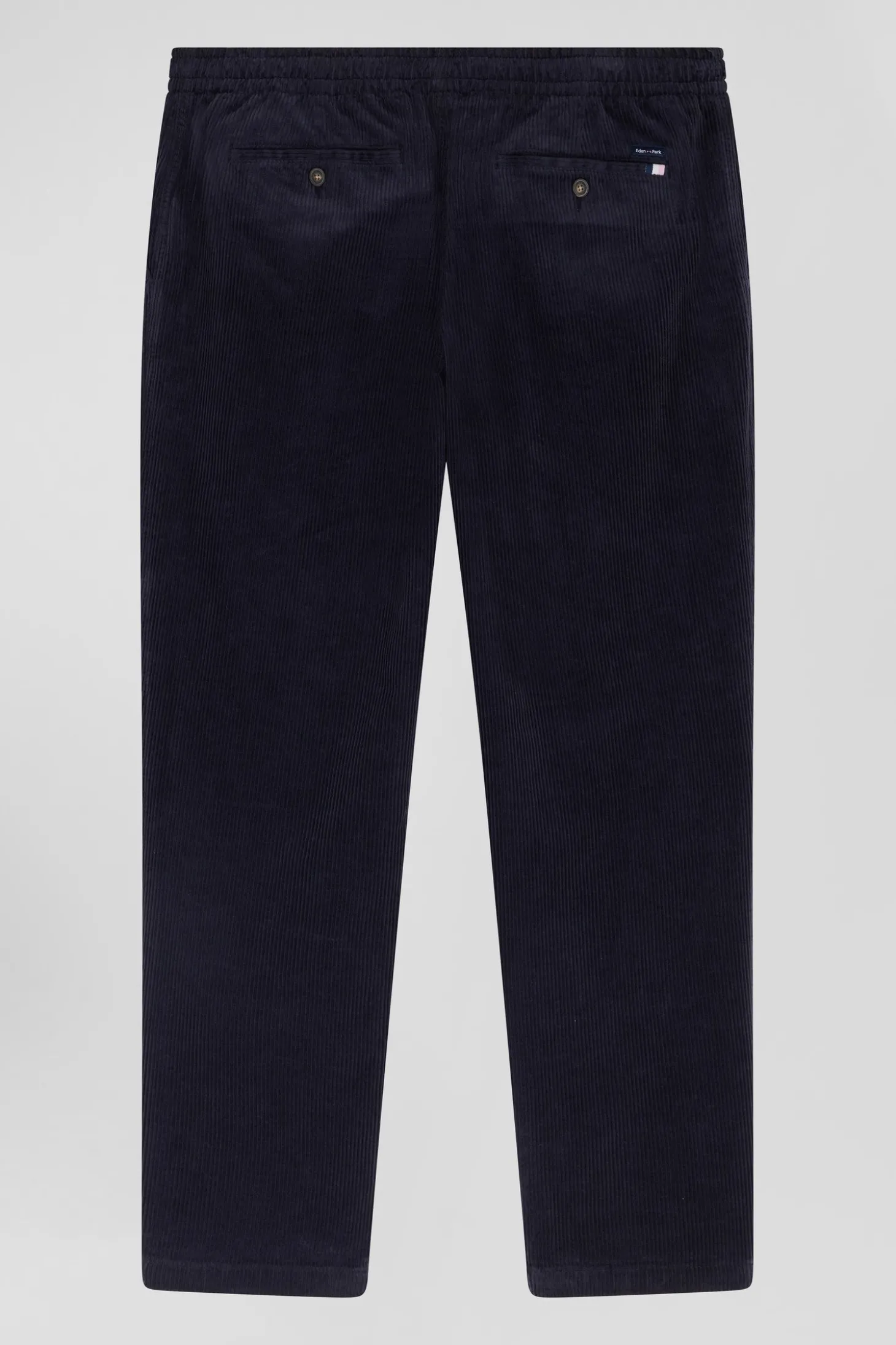 Modern navy blue stretch cotton elastic waist trousers
