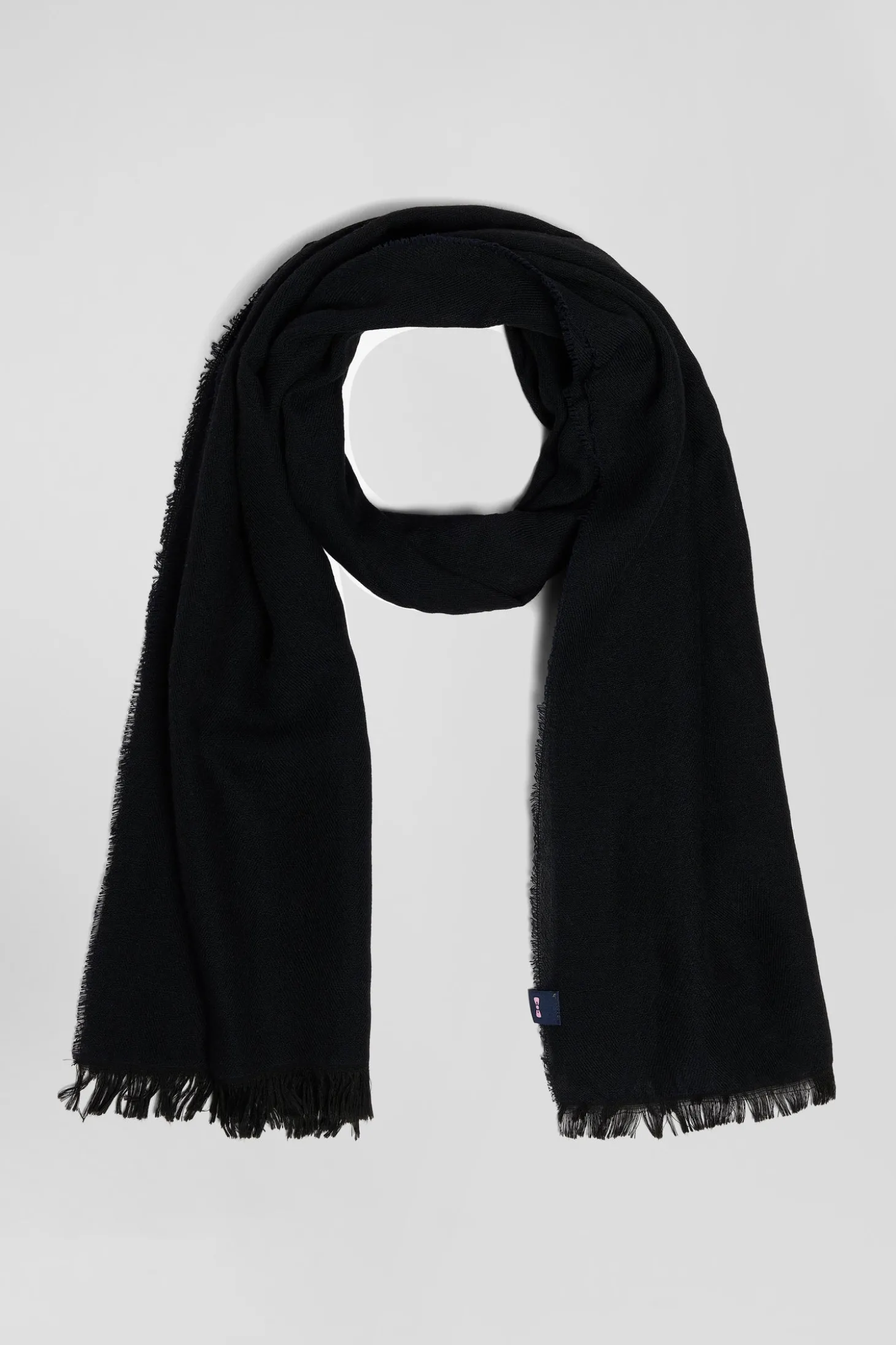 Mottled navy blue mixed cotton scarf