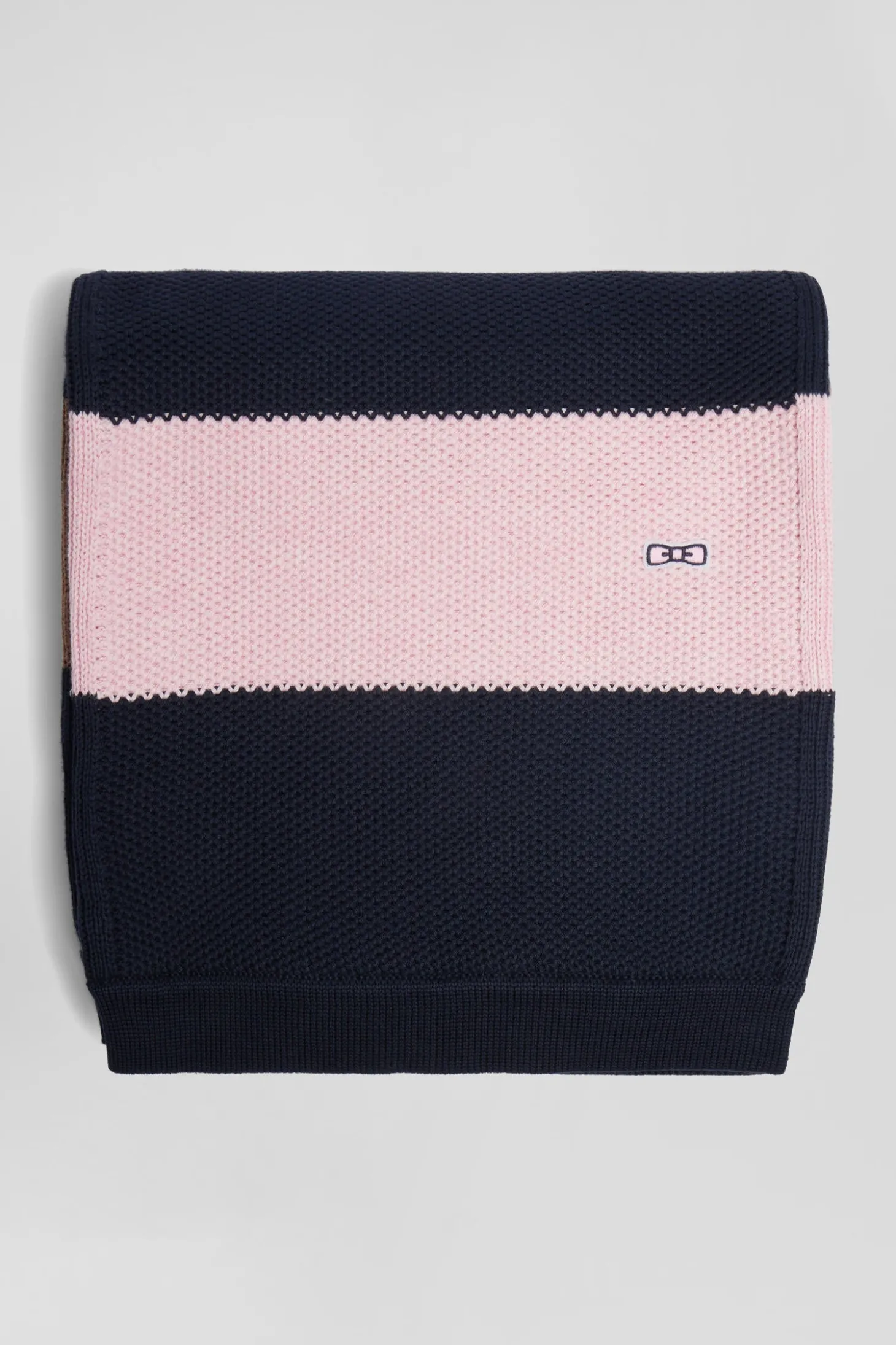 Navy and brown striped cotton scarf
