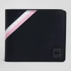 Navy bleu Italian-style wallet with tricolour stripes