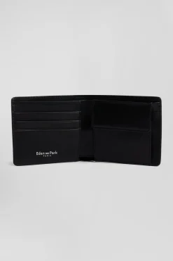 Navy bleu Italian-style wallet with tricolour stripes