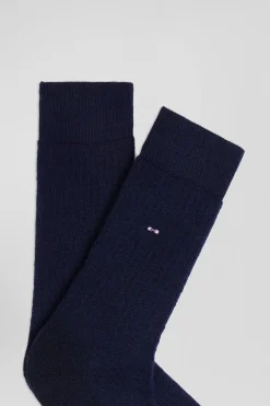 Navy blue alpaca wool blend socks