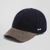 Navy blue and grey wool felt cap