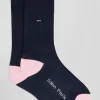 Navy blue and pink mixed cotton socks