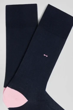 Navy blue and pink mixed cotton socks