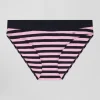 Navy blue and pink striped stretch cotton jersey brief