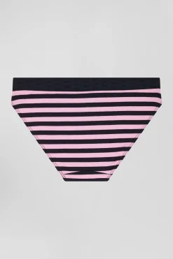 Navy blue and pink striped stretch cotton jersey brief
