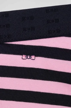Navy blue and pink striped stretch cotton jersey shorty brief
