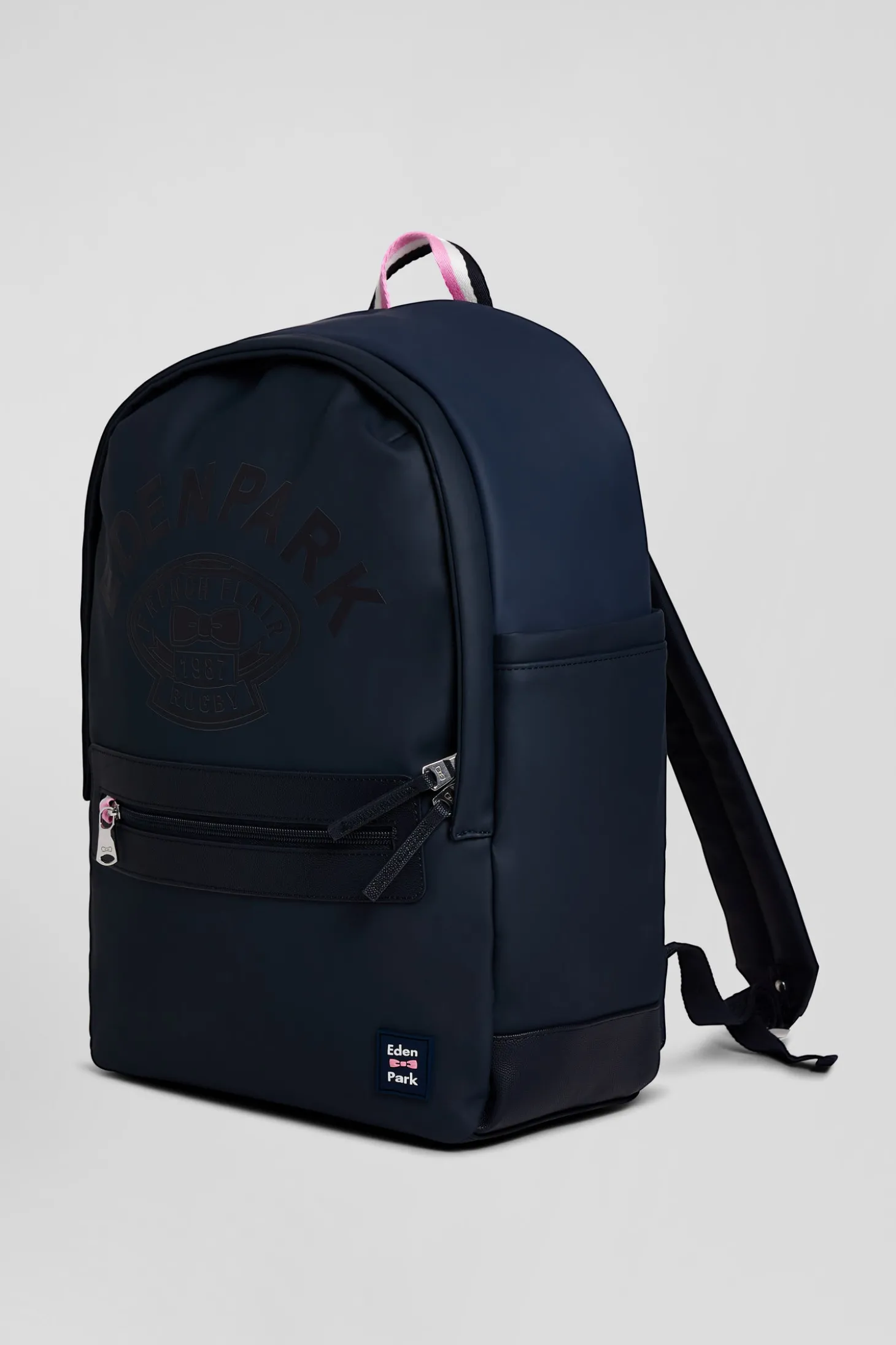 Navy blue backpack with Eden Park rugby screen-print