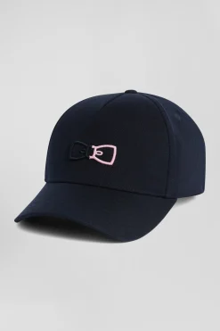 Navy blue cap with bow tie embroidery