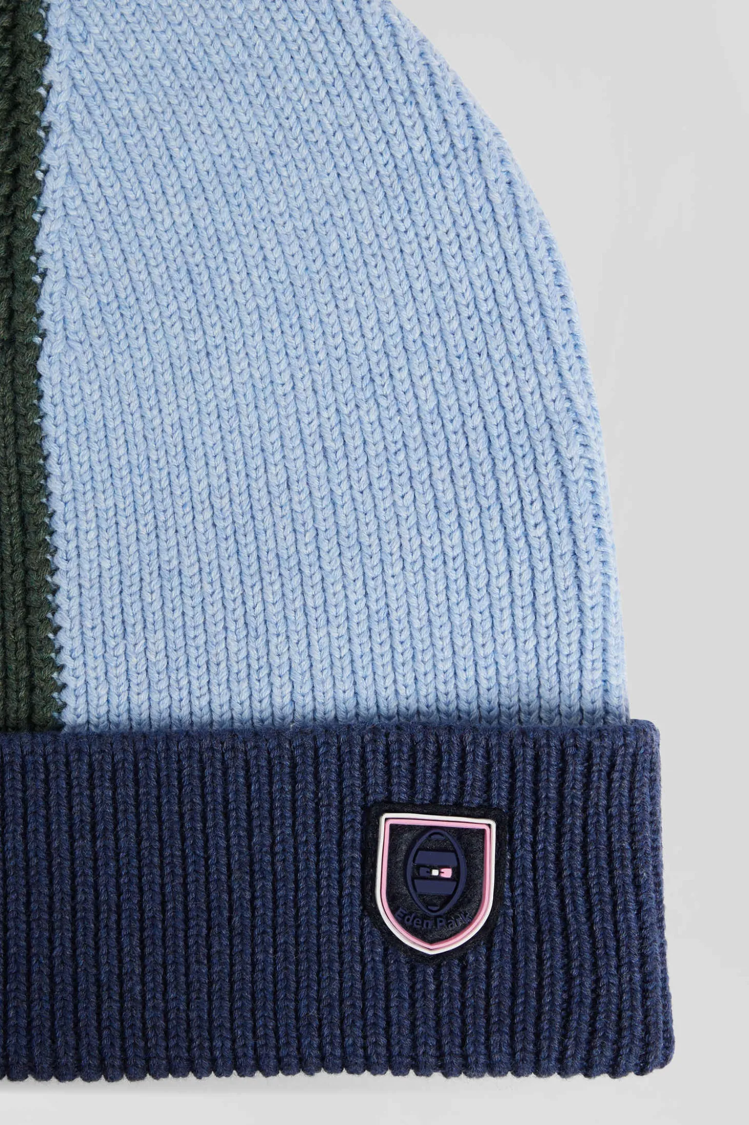 Navy blue colourblock cotton beanie